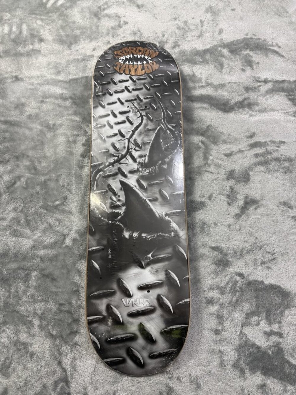 New WKND Jordan Taylor Metal Plate Shark Skateboard Deck 8.5 Black Art Graphic